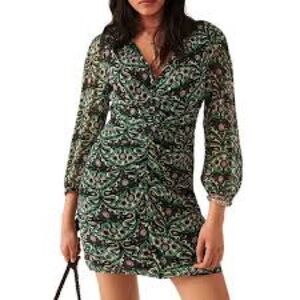 ba&sh Black and Green Long Sleeve Dress size Xs